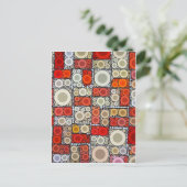 Cool Modern Circle Oranje Rode Mozaïektegel Briefkaart (Staand voorkant)