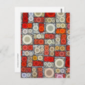 Cool Modern Circle Oranje Rode Mozaïektegel Briefkaart (Voorkant / Achterkant)