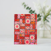 Cool Modern Circle Oranje Rode Mozaïektegel Briefkaart (Staand voorkant)