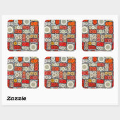 Cool Modern Circle Oranje Rode Mozaïektegel Vierkante Sticker (Vel)