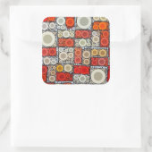 Cool Modern Circle Oranje Rode Mozaïektegel Vierkante Sticker (Tas)