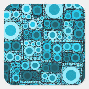 Cool Modern Circles Blue Blauwgroen Mosaic Tile Pa Vierkante Sticker