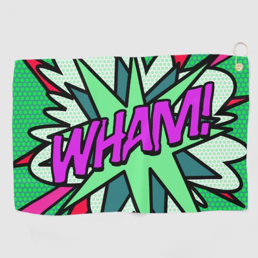 Cool Modern Comic Book WHAM Superhero Golfhanddoek (Horizontaal)