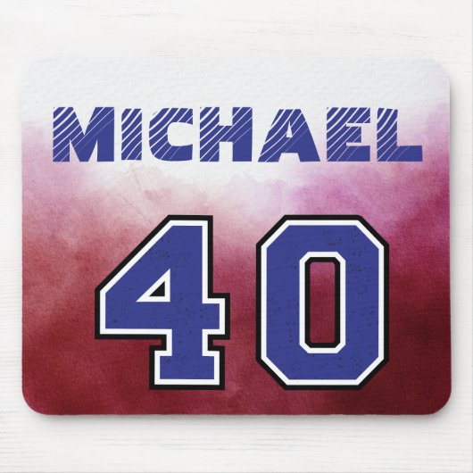 Cool modern Custom sport speler Rood en blauw Muismat (Voorkant)