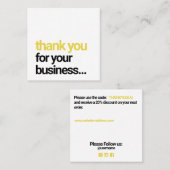 Cool Modern Dank u Customer Appreciation Insert Vierkante Visitekaartje (Voorkant / Achterkant)