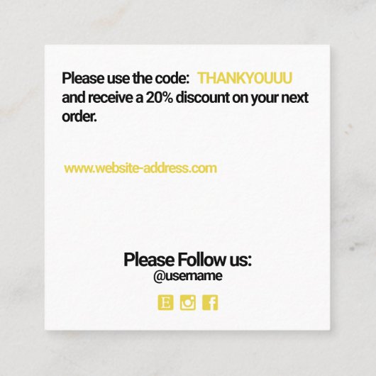 Cool Modern Dank u Customer Appreciation Insert Vierkante Visitekaartje (Achterkant)