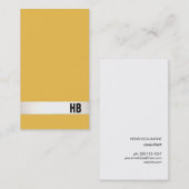 Cool Modern Designer Monogram Mosterd Geel Visitekaartje (Voorkant / Achterkant)