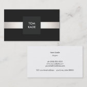 Cool Modern Designer Silver Striped Black Visitekaartje (Voorkant / Achterkant)