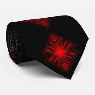 Cool Modern Digital Art Red en Black Stropdas
