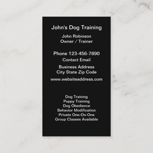 Cool Modern Dog Training Visitekaartjes Ontwerp (Achterkant)