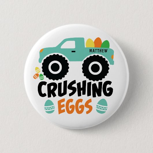 Cool Modern Easter Truck Name Crushing Cool Ronde Button 5,7 Cm (Voorkant)