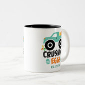 Cool Modern Easter Truck Name Crushing Cool Tweekleurige Koffiemok (Voorkant rechts)