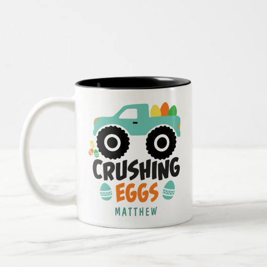Cool Modern Easter Truck Name Crushing Cool Tweekleurige Koffiemok (Links)