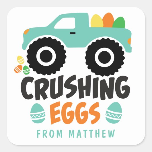 Cool Modern Easter Truck Name Crushing Cool Vierkante Sticker (Voorkant)