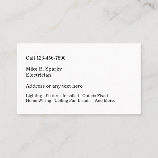 Cool Modern Electricia Visitekaartje (Achterkant)