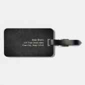 Cool Modern Elegant Black Monogram Adres Bagagelabel (Achterkant horizontaal)