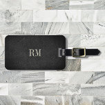 Cool Modern Elegant Black Monogram Adres Bagagelabel<br><div class="desc">Dit moderne elegante monogram bagagelabel is voorzien van uw initialen op donkerzwart bedrukt leder in een klassiek,  koel typografisch ontwerp. Op de rug is ruimte voor uw adres.</div>