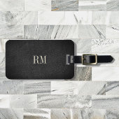 Cool Modern Elegant Black Monogram Adres Bagagelabel