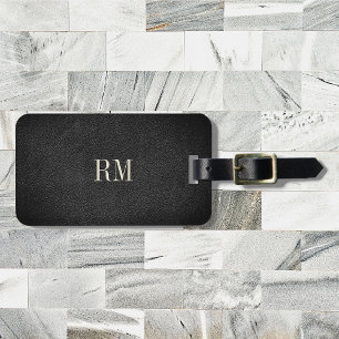 Cool Modern Elegant Black Monogram Adres Bagagelabel