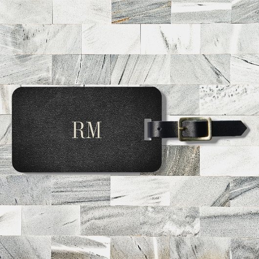 Cool Modern Elegant Black Monogram Adres Bagagelabel