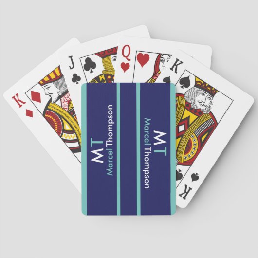 Cool Modern Elegant Blauw Pokerkaarten (Achterkant)