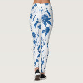 Cool Modern Elegant Blue Floral Toile Leggings (Achterkant)