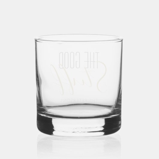 Cool Modern Elegant Good Stuff Gold Black Name Whisky Glas (Achterkant)
