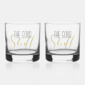 Cool Modern Elegant Good Stuff Gold Black Name Whisky Glas (Voorkant)