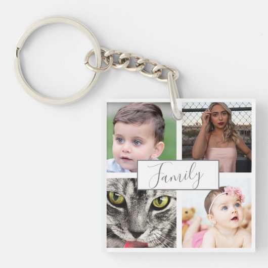 Cool Modern Family Photo Collage Sleutelhanger (Voorkant)
