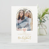 Cool Modern Fancy Jr Bridesmaid Pink Lace Heart Kaart (Staand voorkant)