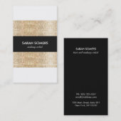 Cool Modern Faux Gold Sequins Makeup Artist Visitekaartje (Voorkant / Achterkant)