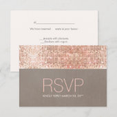 Cool Modern Faux Roos Gold Sequins RSVP Kaartje (Voorkant / Achterkant)