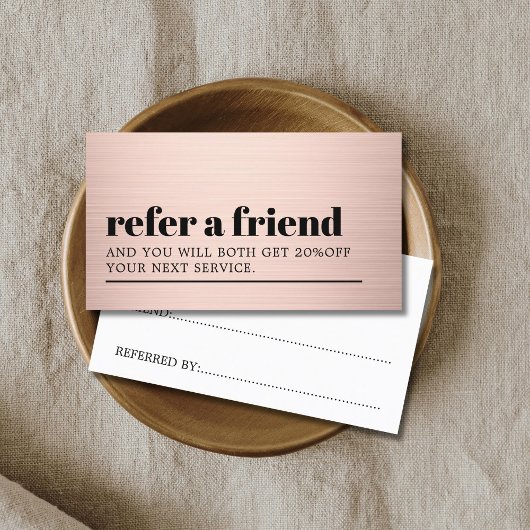 Cool Modern Faux Rose Gold Bold Beauty Salon Aanbevelingskaartje