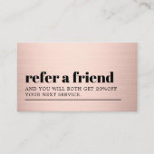 Cool Modern Faux Rose Gold Bold Beauty Salon Aanbevelingskaartje (Voorkant)