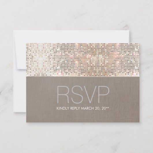 Cool Modern Faux Silver Sequins RSVP Kaartje (Voorkant)