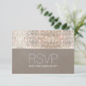Cool Modern Faux Silver Sequins RSVP Kaartje (Staand voorkant)