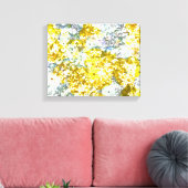 Cool, modern, geel, grijs, roomachtig bloempatroon canvas afdruk (Insitu (Woonkamer))