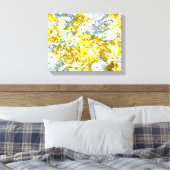 Cool, modern, geel, grijs, roomachtig bloempatroon canvas afdruk (Insitu (Slaapkamer))