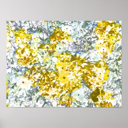 Cool, modern, geel, grijs, roomachtig bloempatroon poster (Voorkant)