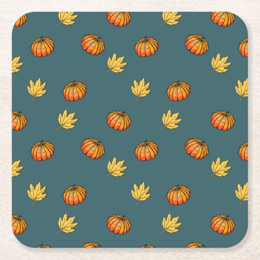 cool modern geel pompoenpatroon - liefhebbers woor kartonnen onderzetters (Voorkant)