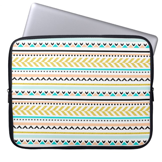 Cool & modern Geometrisch Aztec Geïnspireerd desig Laptop Sleeve (Voorkant)