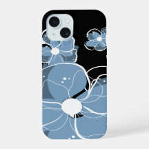 Cool Modern Girly Blauwe en Witte Bloemen