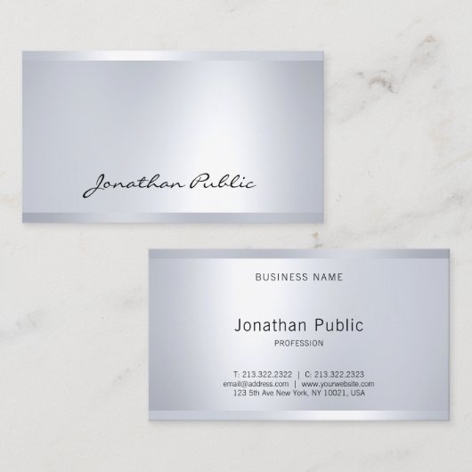 Cool Modern Glamoureus Silver Blik Elegant Top Visitekaartje (Voorkant / Achterkant)