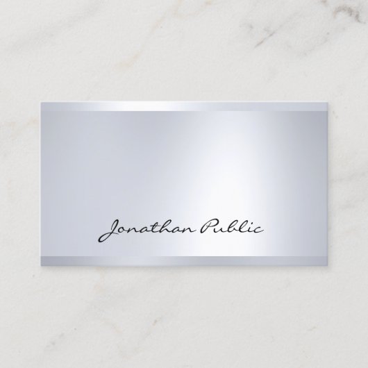 Cool Modern Glamoureus Silver Blik Elegant Top Visitekaartje (Voorkant)