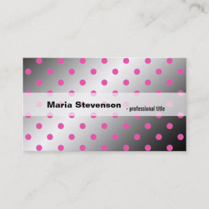 Cool, modern glanzende roze & grijze polka stippen visitekaartje