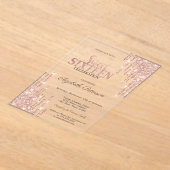 Cool Modern Glitter Drips Roos Gold Sweet 16 Acryl Uitnodigingen (Laagn)