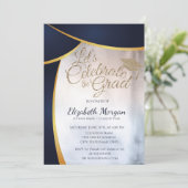 Cool Modern Glitter Graduation Cap, Blue Afstudere Kaart (Staand voorkant)