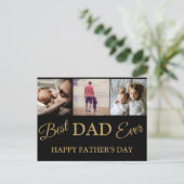 Cool Modern Gold Black 3 Photo Fathers Day Kaart (Staand voorkant)