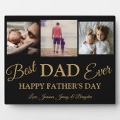 Cool Modern Gold Black 3 Photo Fathers Day Kaart Fotoplaat (Voorkant)