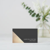 Cool Modern Gold Black en Gold Geometric Designer Visitekaartje (Staand voorkant)
